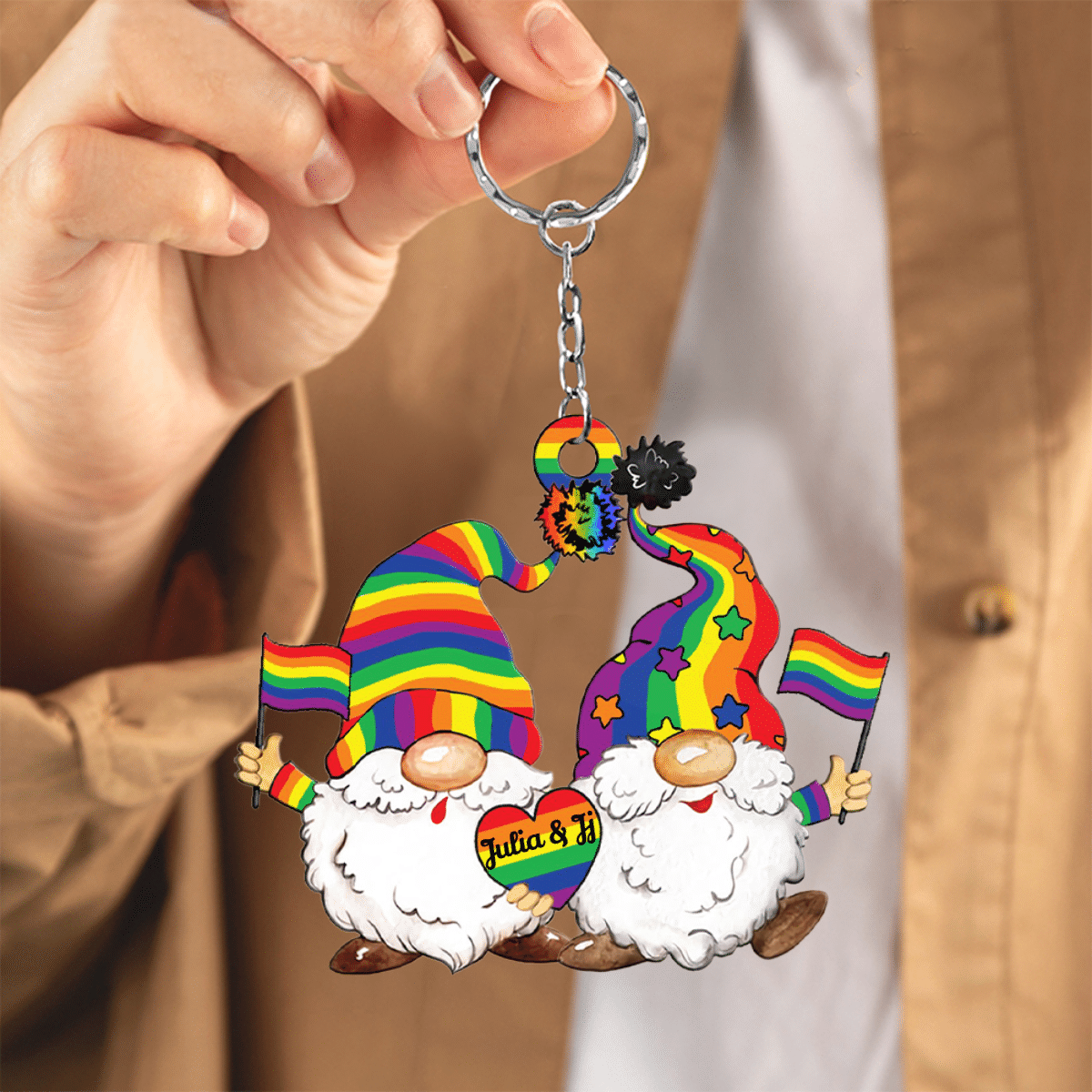 Personalized LGBT Keychain/ Custom Couple Name Acrylic LGBT Keychain for Pride Month/ Keychain for Husband and Wife