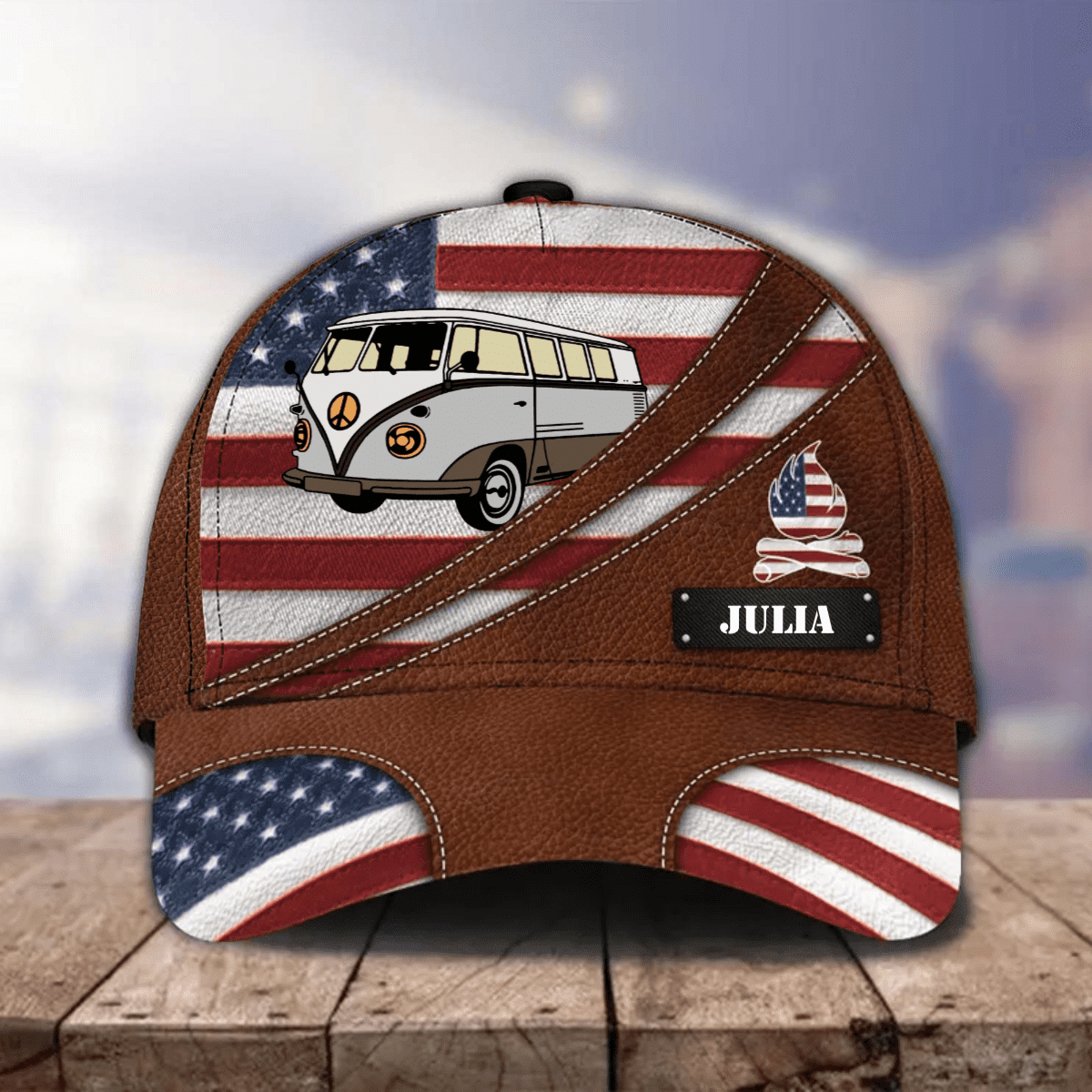 4th of July Personalized Camping Cap for Family/ Custom RV Camping Leatherette 3D Cap for Family