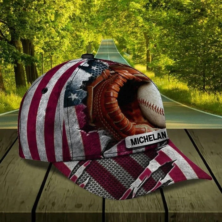 4th of July Personalized Baseball Cap American Flag for Baseball Lovers/ Sport Hat for Players