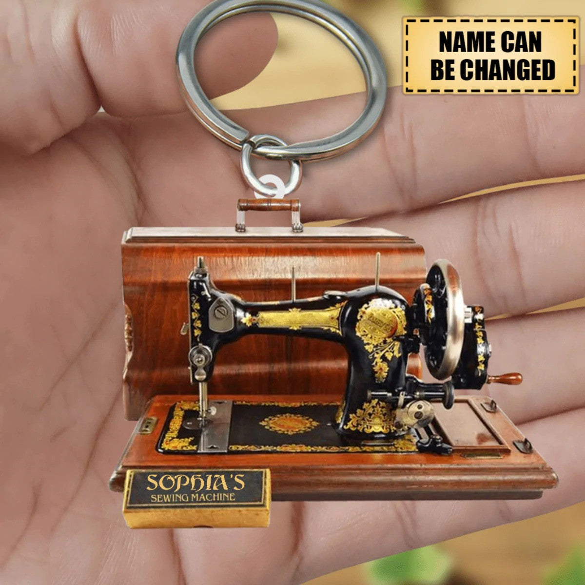 Personalized Sewing Machine Wooden & Acrylic Keychain - Gift For Sewing Lovers/ Sewing Mom Keychains