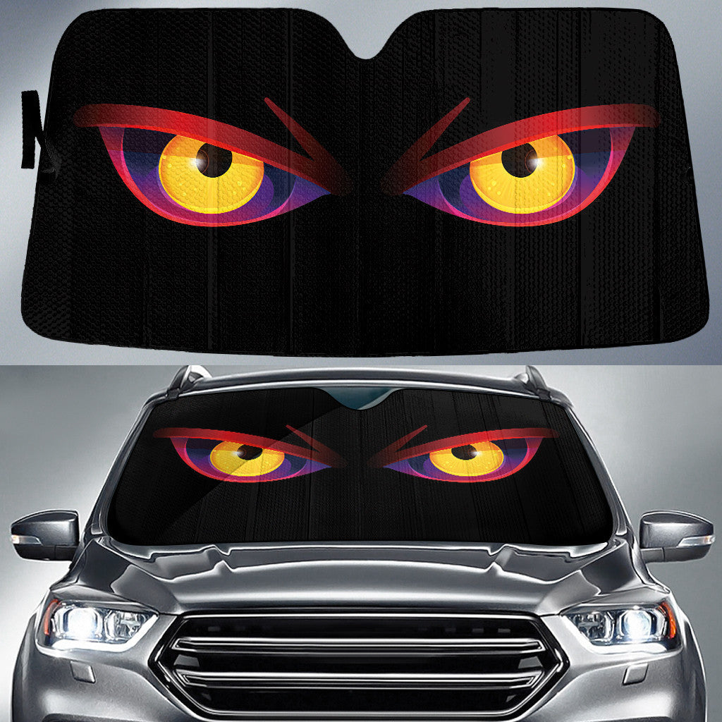 Scary Yellow Evil Eyes Angry Halloween Monster Printed Car Sun Shades Cover Auto Windshield Coolspod