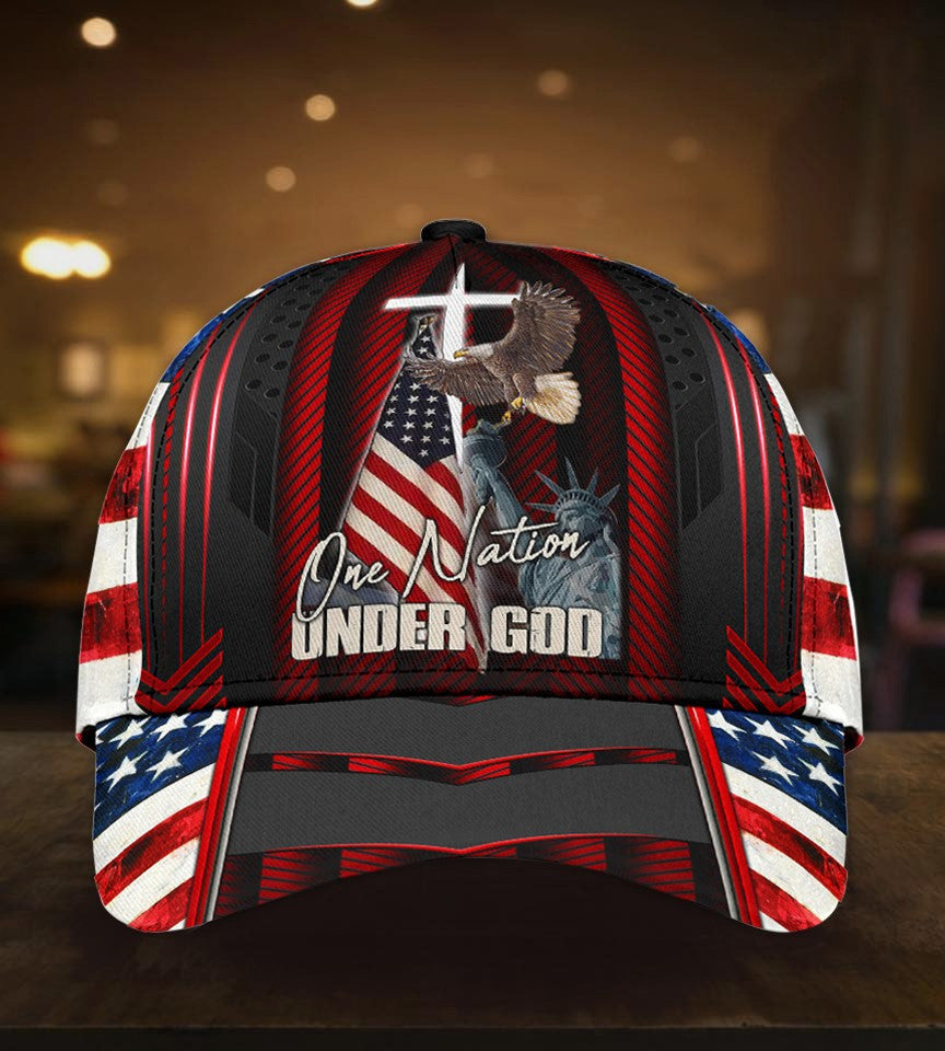 Customized Hand of God Cap/ One nation Under God 3D Baseball Cap for 4th Of July/ Hat for Veteran Dad
