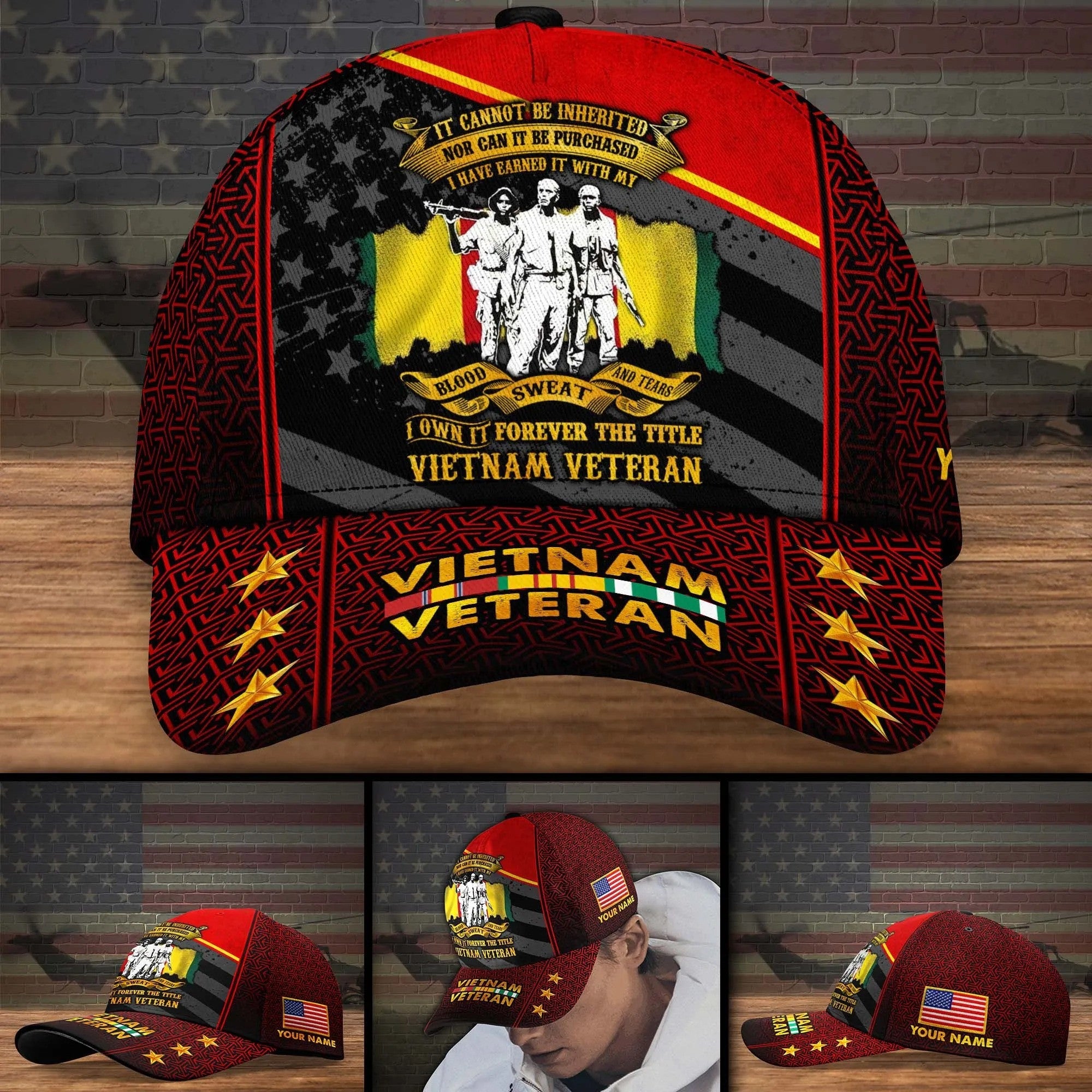 Personalized Vietnam Veteran Cap/ It Cannot Be Inherited Nor Can It Be Purchased Hat for Dad