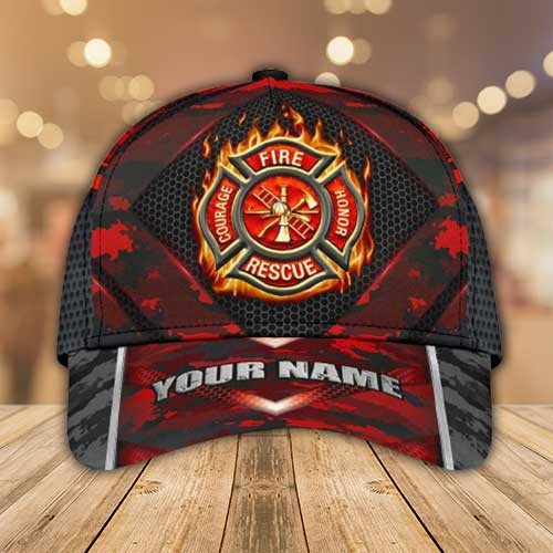 Customized Firefighter Camo 3D Classic Cap/ Custom Firefighter Name Hat for Dad
