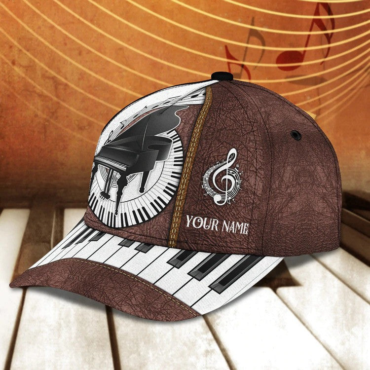 Customized Piano 3D Baseball Cap for Girl/ Leather Pattern Piano Hat for Girlfriend/ Hat for Pianist