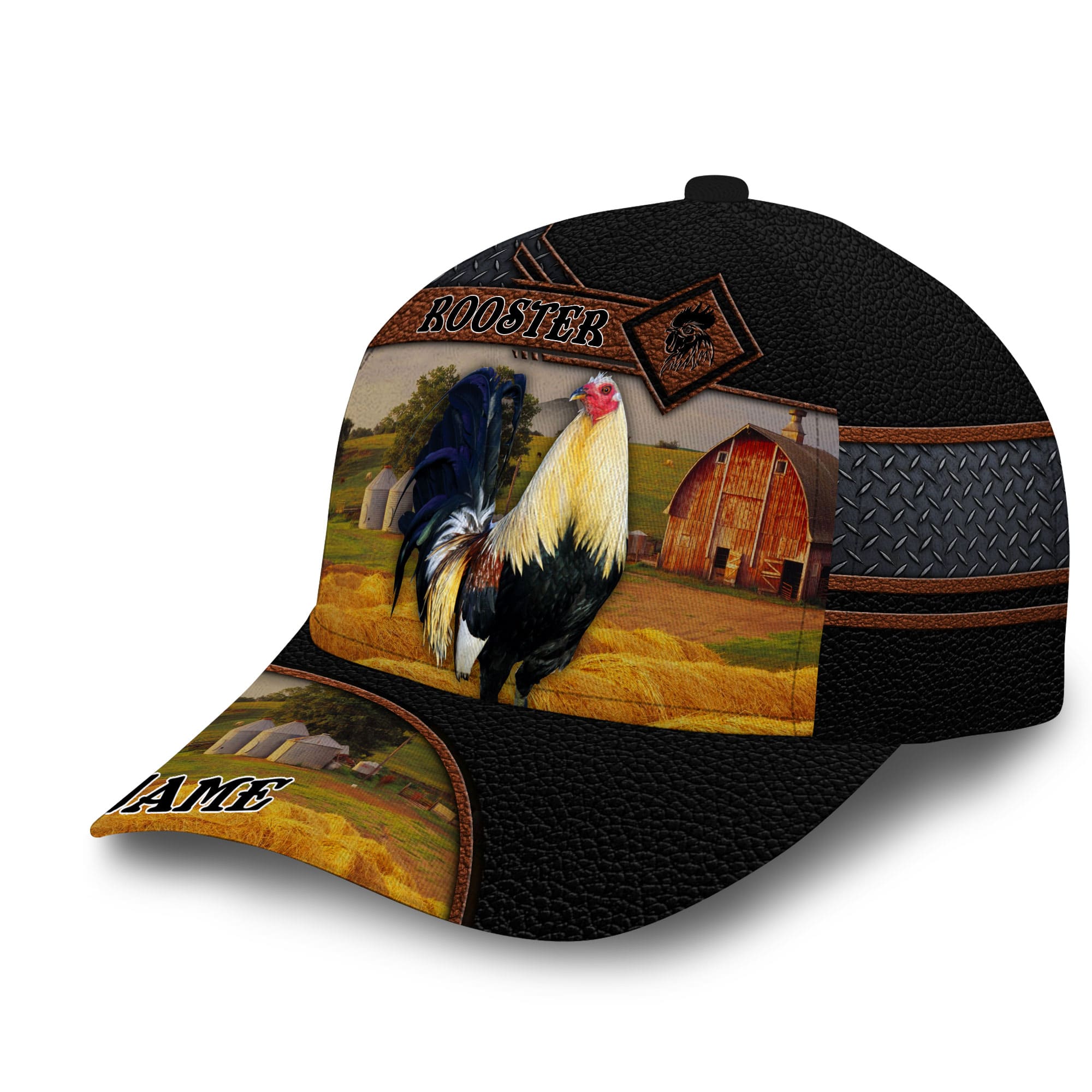 Personalized 3D All Over Print Rooster Cap Hat/ Premium Rooster Leather Cap/ Chicken Hat Cap