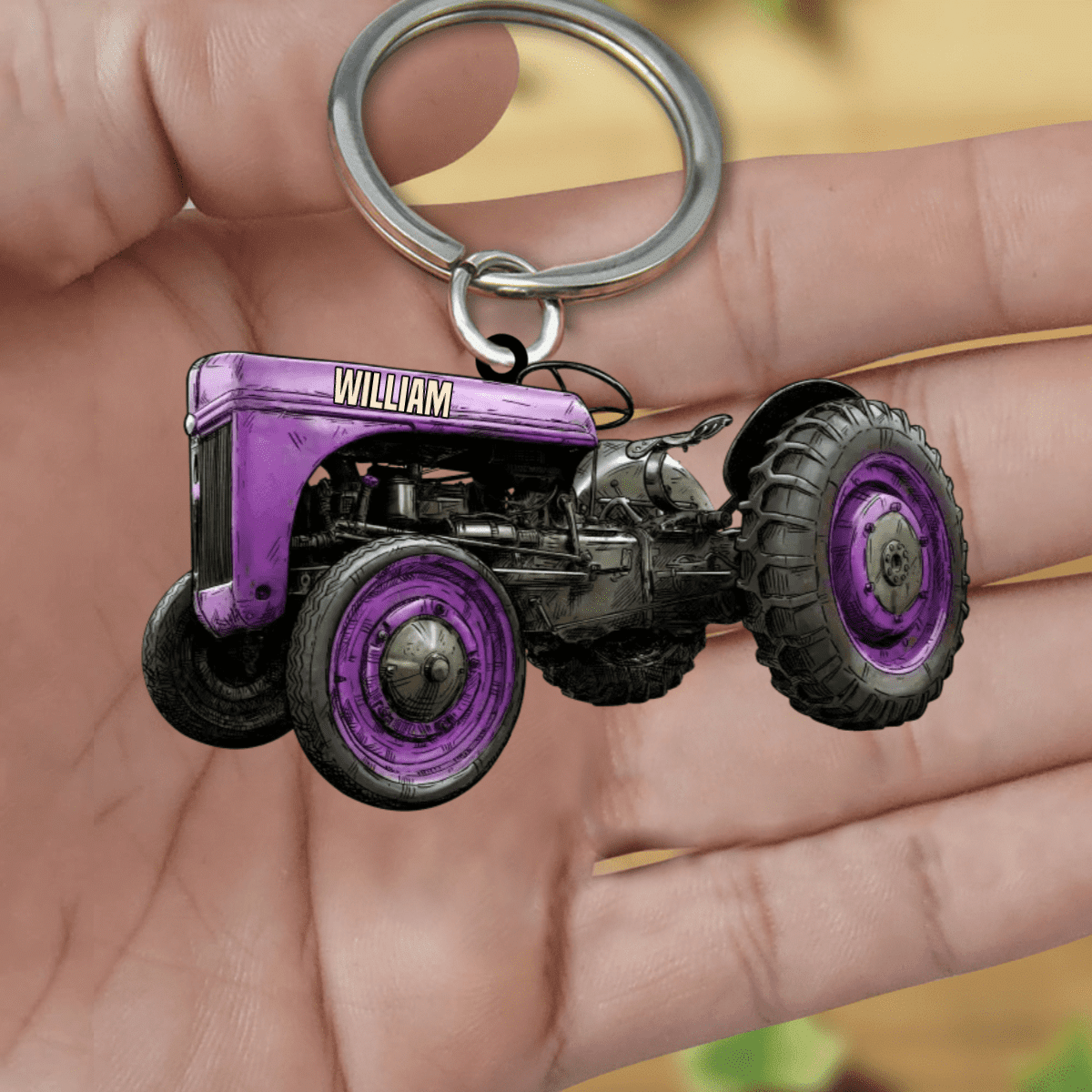 Personalized Farmer Tractor Keychain/ Custom Father Name Tractor Acrylic Keychain for Dad