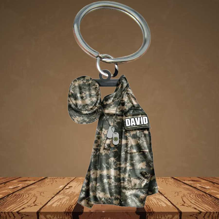 Personalized Army Insignia Uniform Keychain/ Custom Name Army Acrylic Keychain