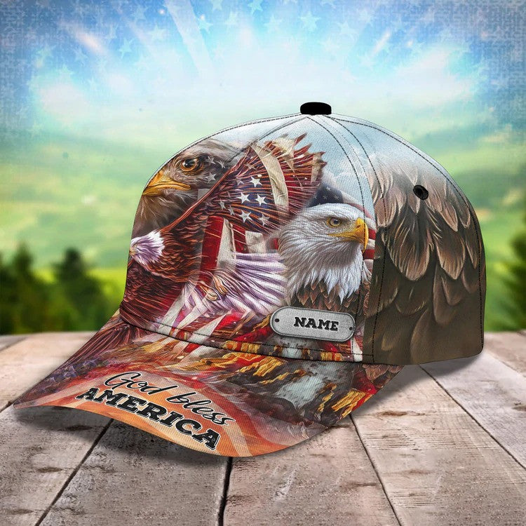 Personalized Eagle Jesus 3D Baseball Cap/ God bless America/ One Nation Under God Jesus Hat for Christian