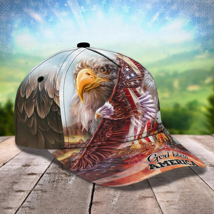 Personalized Eagle Jesus 3D Baseball Cap/ God bless America/ One Nation Under God Jesus Hat for Christian
