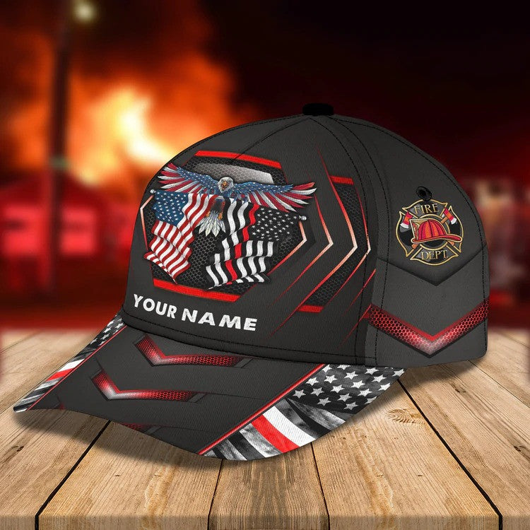 Personalized Eagle Firefighter Flag Cap/ Firefighter Hat for Dad
