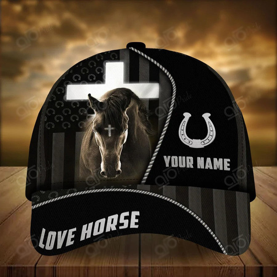 Personalized Horse and Jesus 3D Baseball Cap/ Custom Horse Hat for Horse Lovers