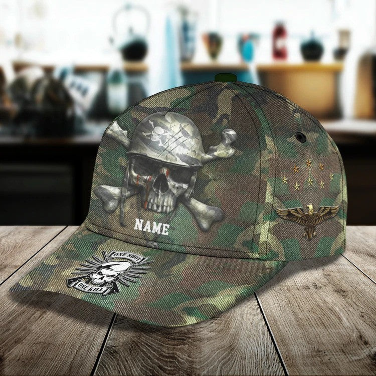 Personalized Skull Army Cap/ Army 3D All Over Printed Hat for Man/ Army Dad Cap