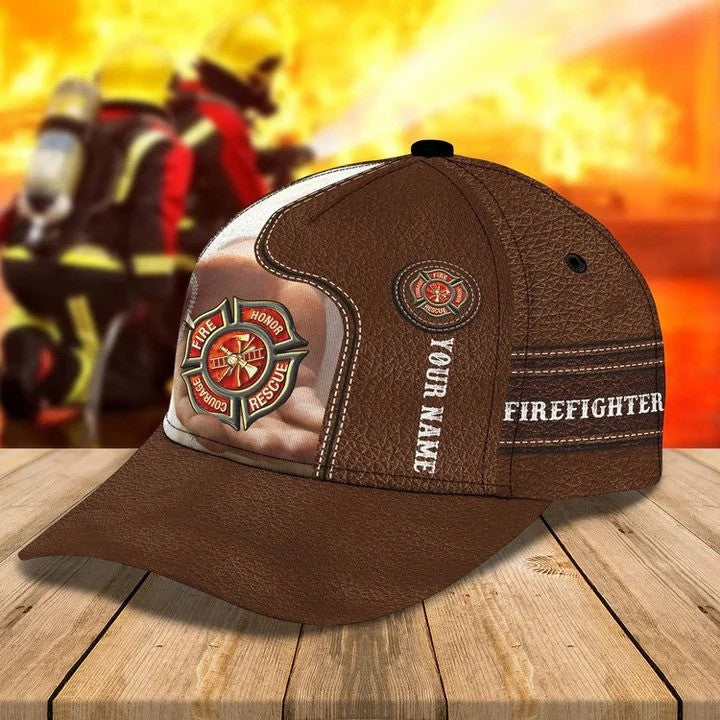 Personalized Hawaiian Firefighter 3D Baseball Cap/ Firefighter Hat for Father & Husband