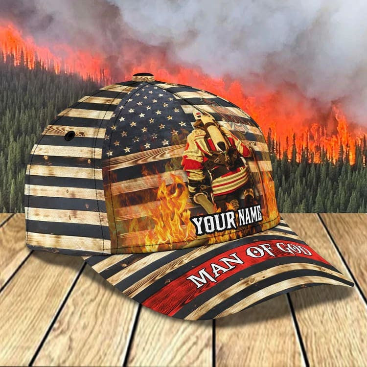 Customized Firefighter Man of God Cap for Man/ Jesus is my Savior Firefighter Hat