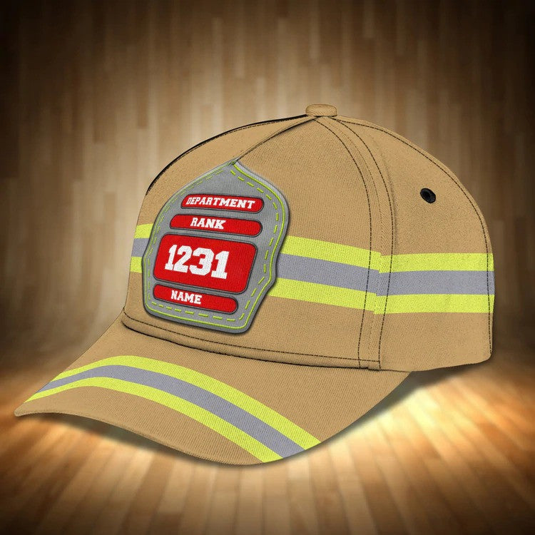 Personalized Firefighter Hat/ Custom Department/ Your Rank Firefighter Classic Cap for Man