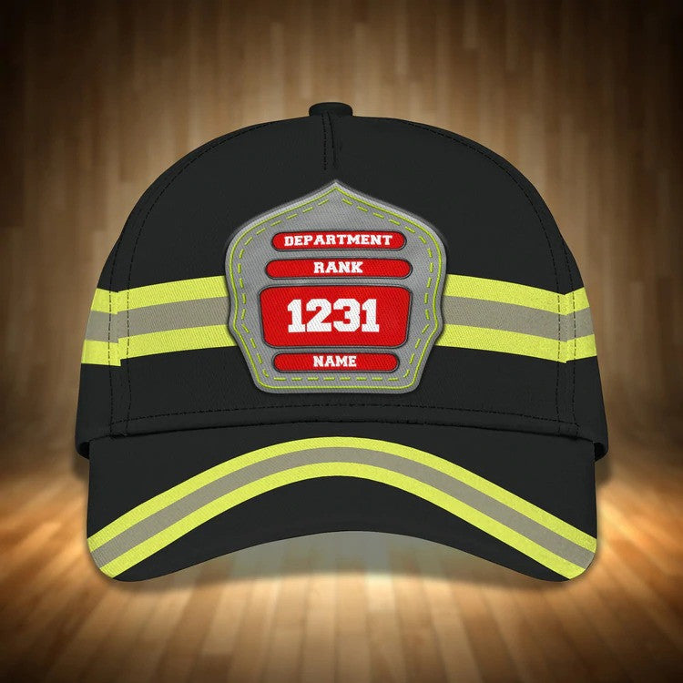 Personalized Firefighter Hat/ Custom Department/ Your Rank Firefighter Classic Cap for Man