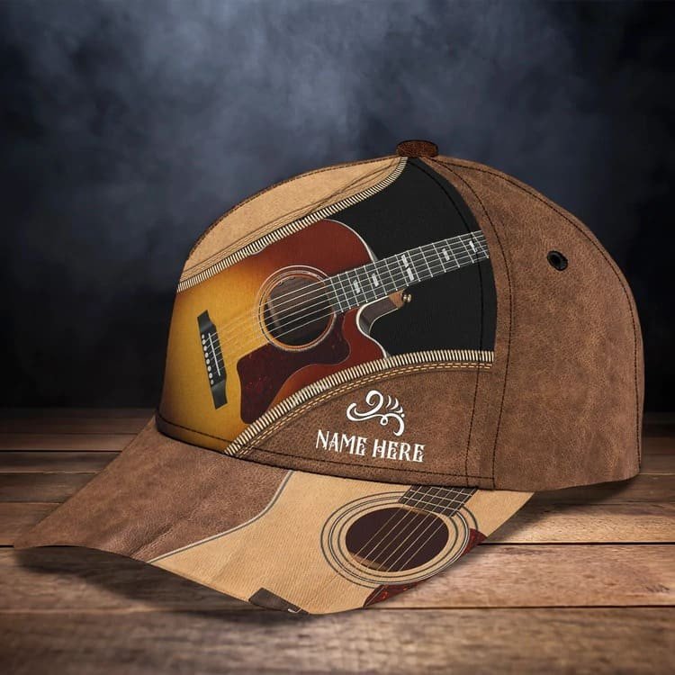 Customized Guitar Cap for Him/ 3D Baseball Cap All Over Printed Gift for Guitar Lovers/ Boyfriend Guitar Hat Gift for Birthday