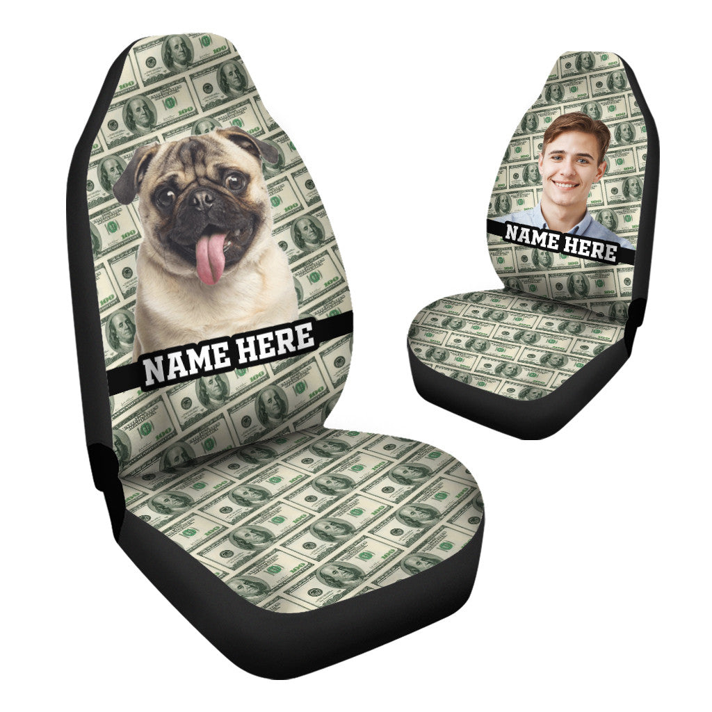 Custom Photo Funny Best Friends With Background Dollar Car Seat Covers