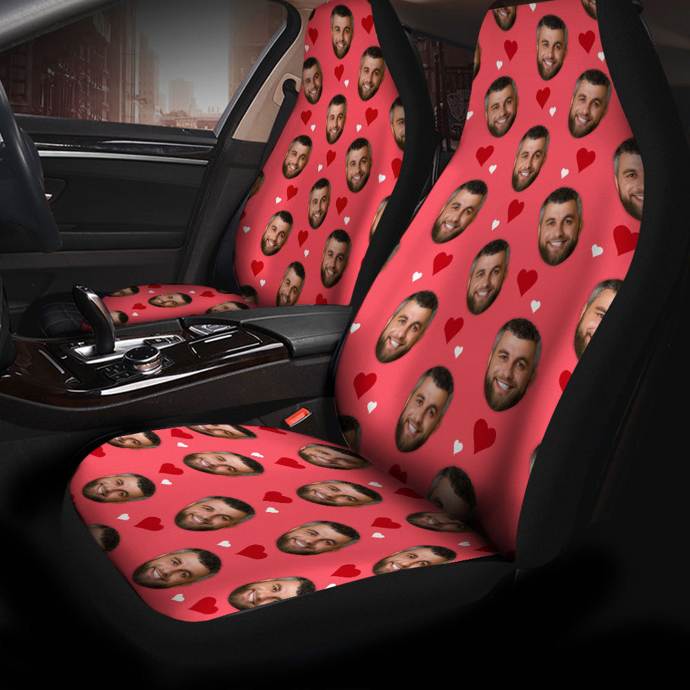 Custom Photo Funny Your Face With Background Heart Car Seat Covers