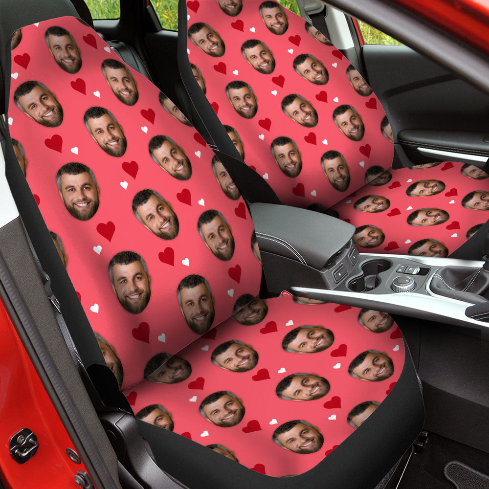 Custom Photo Funny Your Face With Background Heart Car Seat Covers