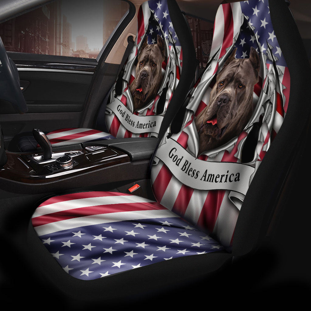 Cane Corso Inside Flag Gob Bless America  Car Seat Covers