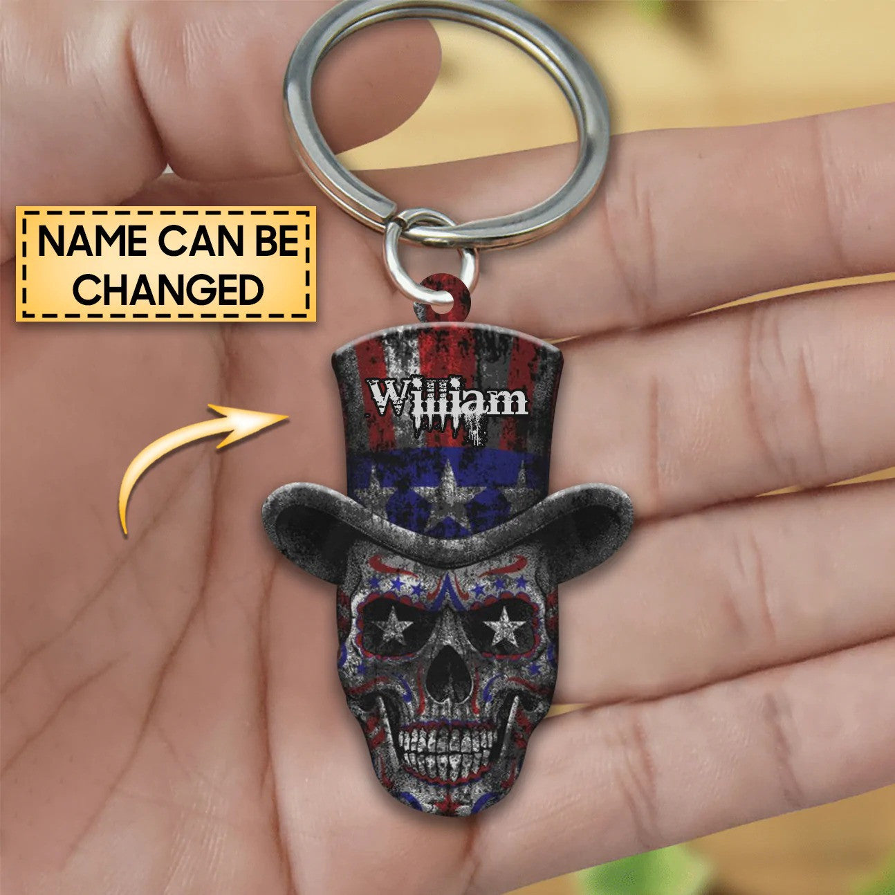 Personalized American Sugar Skull Acrylic Keychain for Skull Lovers