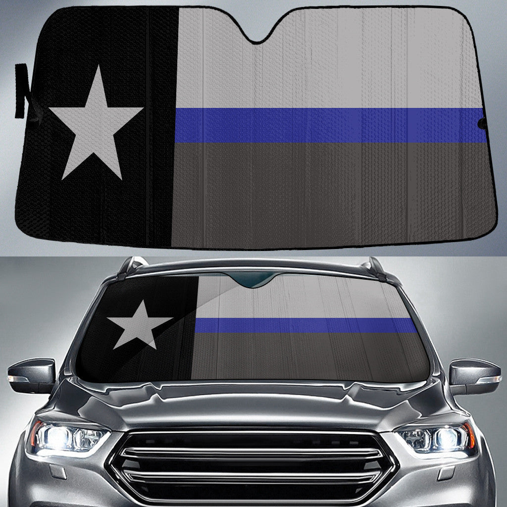 Texas State Flag Thin Blue Line Printed Car Sun Shades Cover Auto Windshield Coolspod