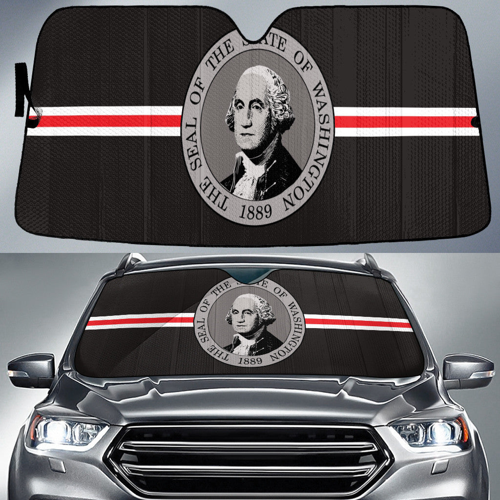 Washington State Flag Thin Red Fire Line Printed Car Sun Shades Cover Auto Windshield Coolspod