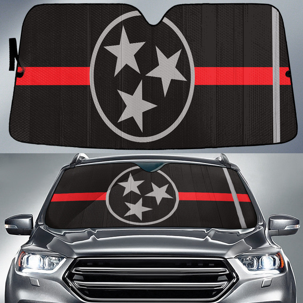 Tennessee State Subdued Flag Black And Red Printed Car Sun Shades Cover Auto Windshield Coolspod