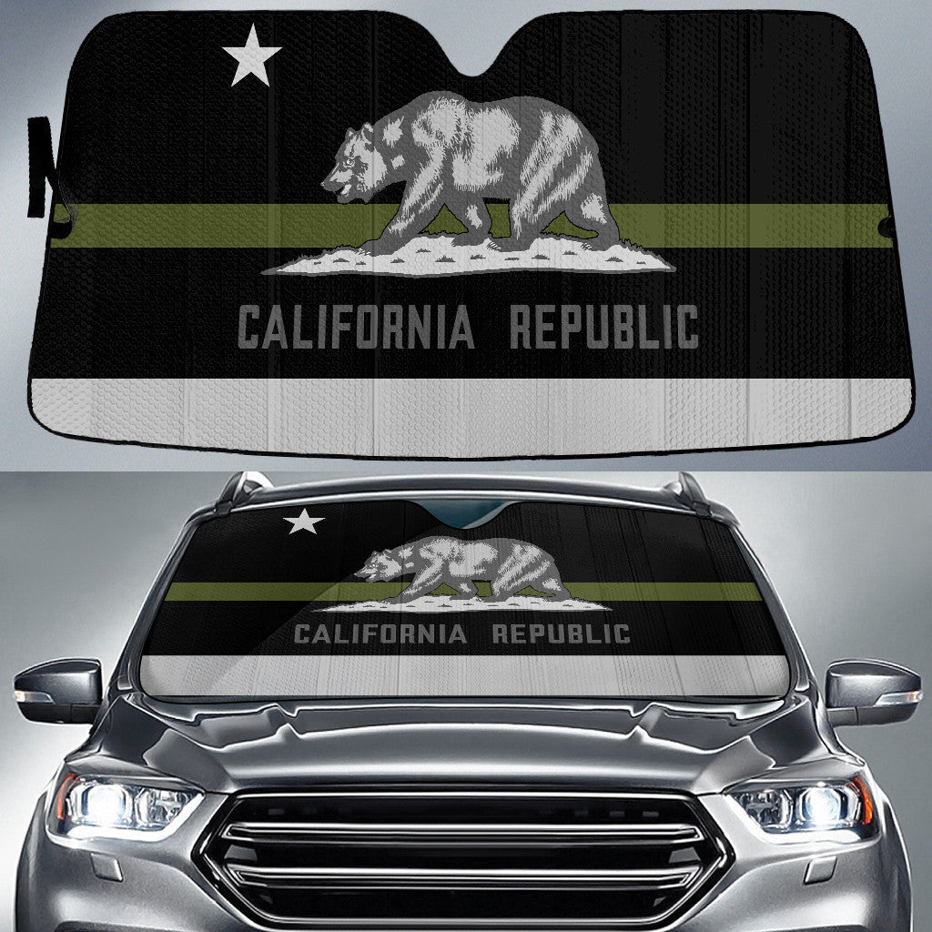 California Republic Flag Thin Green Line Printed Car Sun Shades Cover Auto Windshield Coolspod