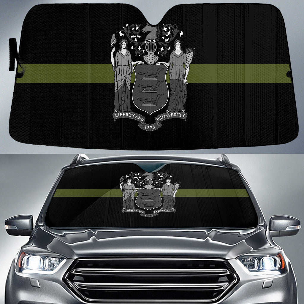 Black Line Green Liberty And Prosperity Printed Car Sun Shades Cover Auto Windshield Coolspod