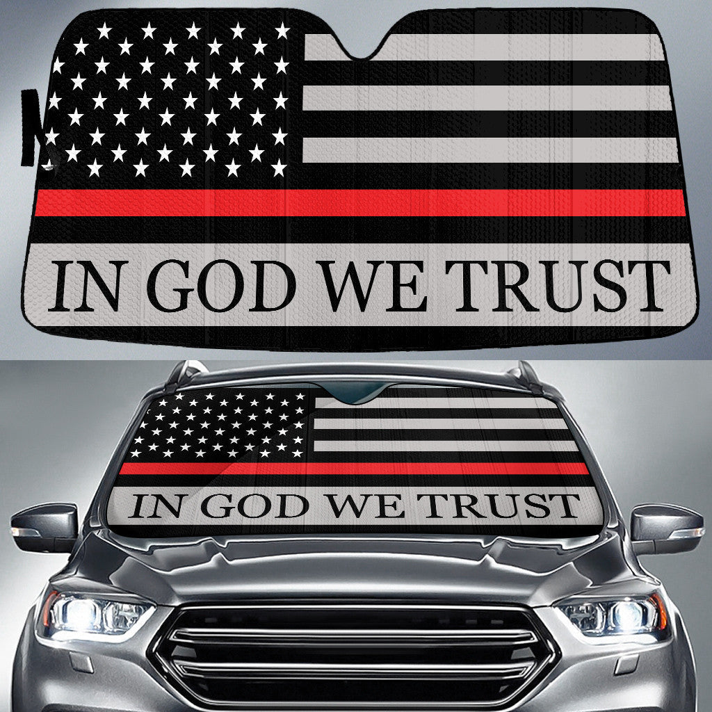 In God We Trust Thin Red Line Printed Car Sun Shades Cover Auto Windshield Coolspod