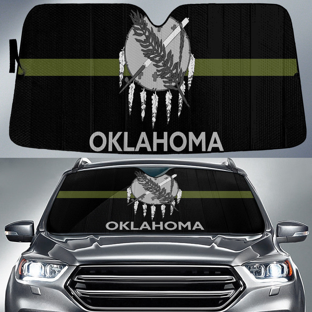 Oklahoma State Flag Thin Green Line Printed Car Sun Shades Cover Auto Windshield Coolspod