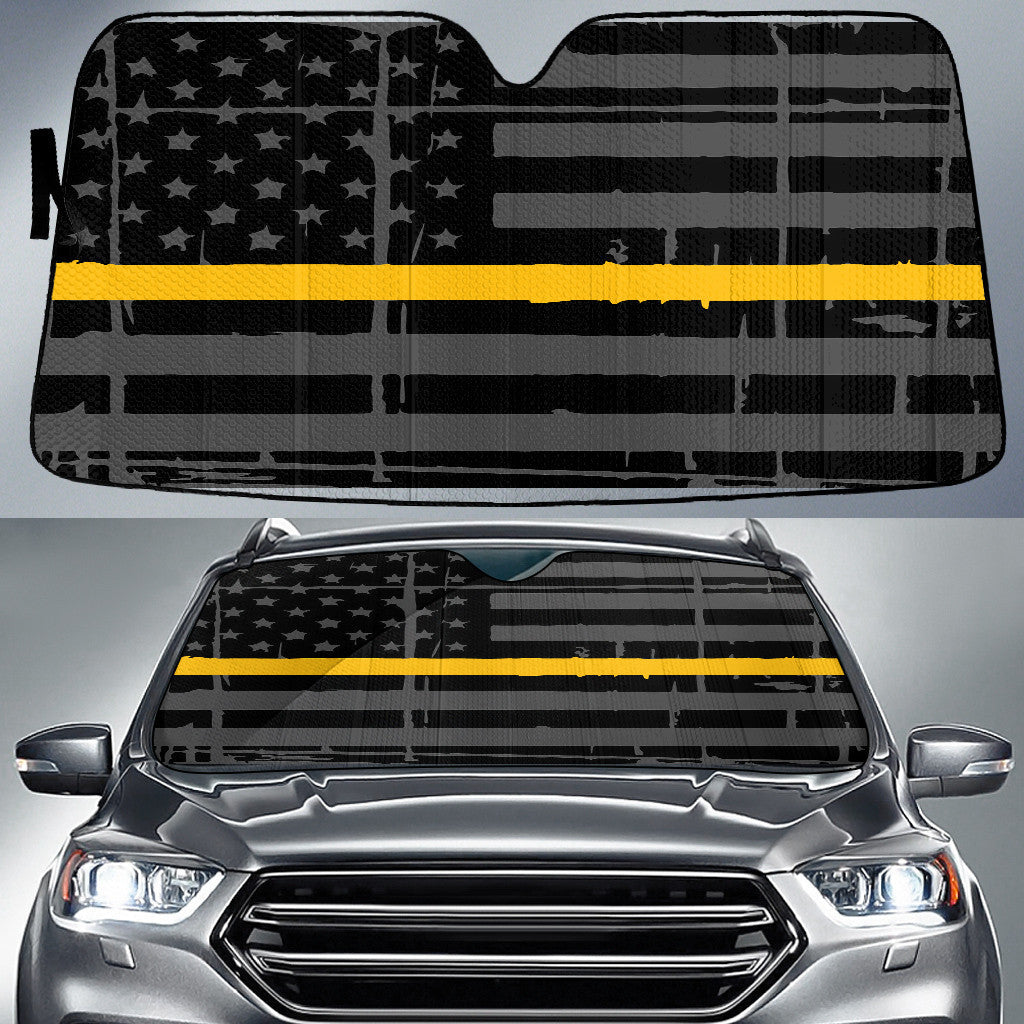 Thin Yellow American Flag Printed Car Sun Shade Cover Auto Windshield Coolspod