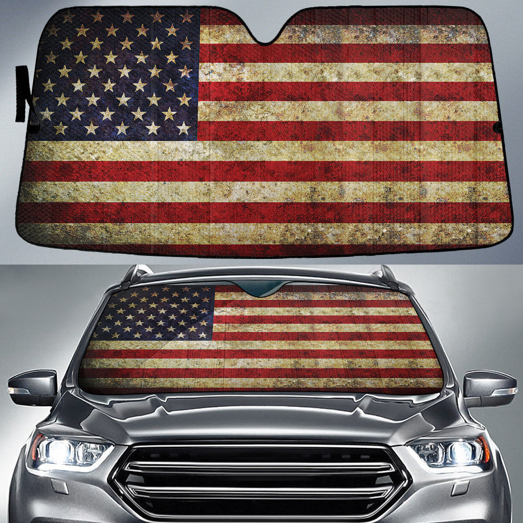 Vintage American Flag 4Th July Printed Car Sun Shade Cover Auto Windshield Coolspod