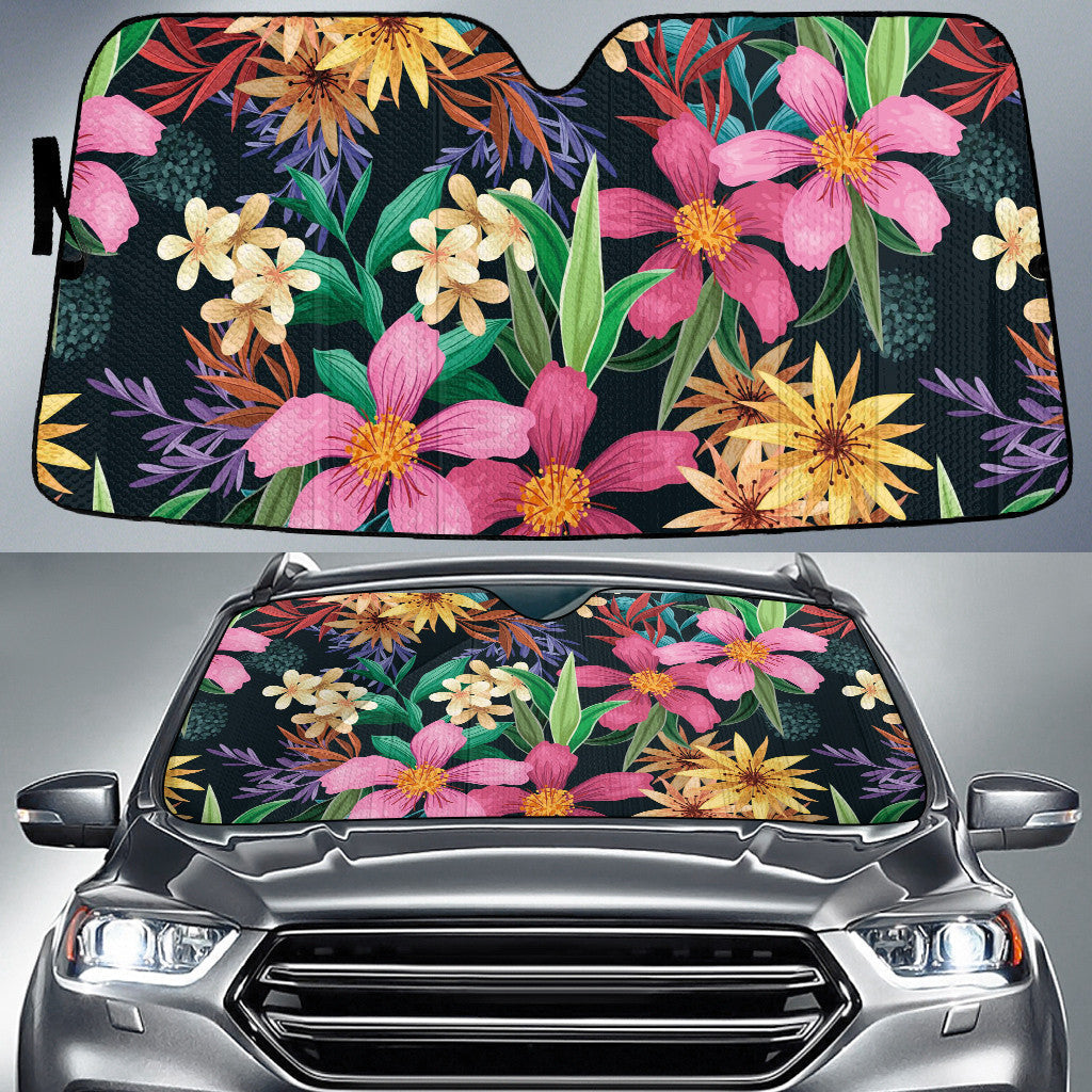 Hand Painted Exotic Floral Pattern Colorful Printed Car Sun Shades Cover Auto Windshield Coolspod