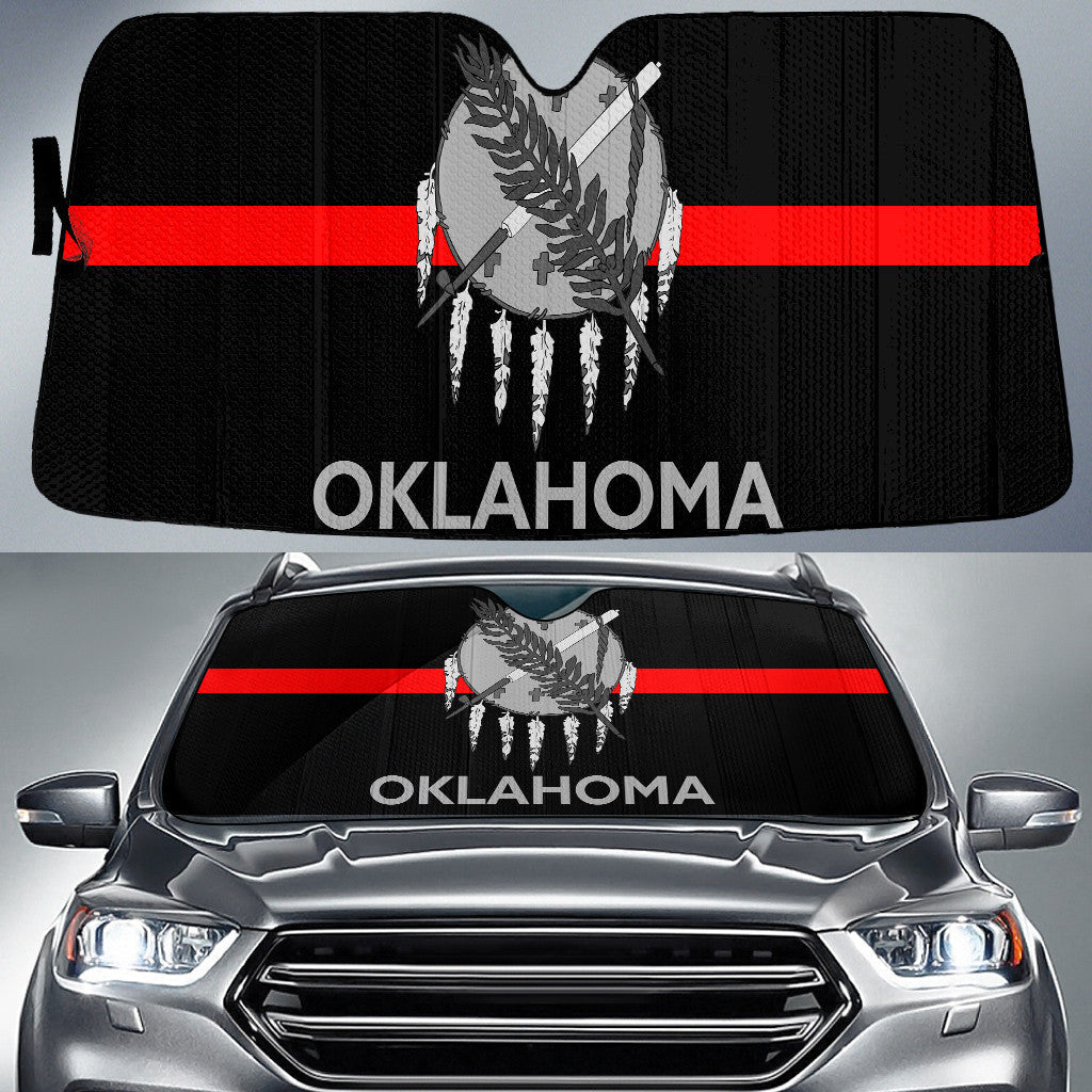 Oklahoma State Flag Thin Red Line Printed Car Sun Shades Cover Auto Windshield Coolspod