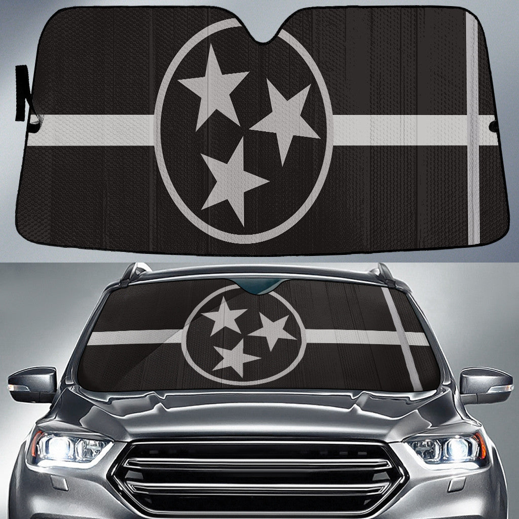 Tennessee State Subdued Flag Black And White Printed Car Sun Shades Cover Auto Windshield Coolspod