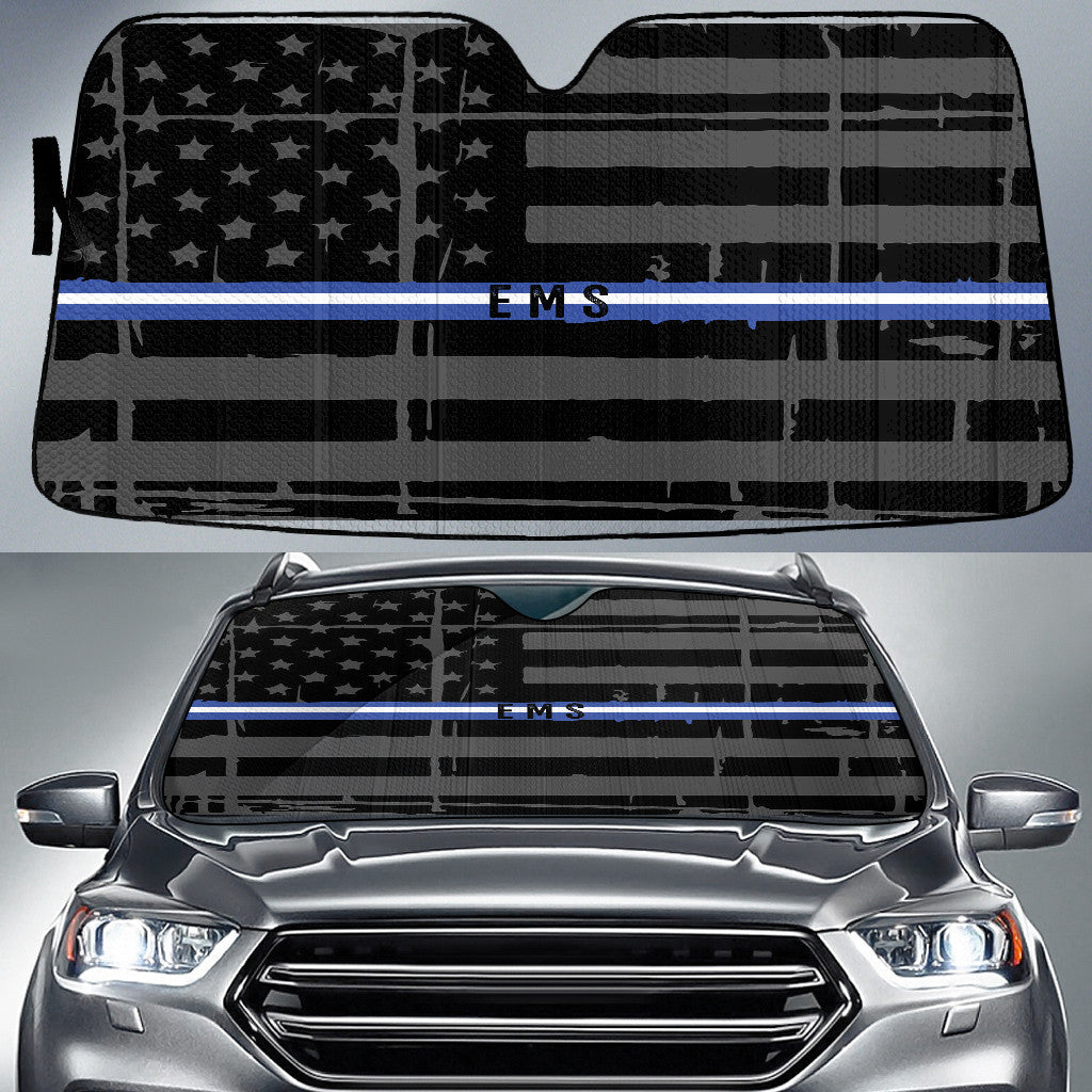 Ems Thin Blue Fire Line American Flag Printed Car Sun Shade Cover Auto Windshield Coolspod