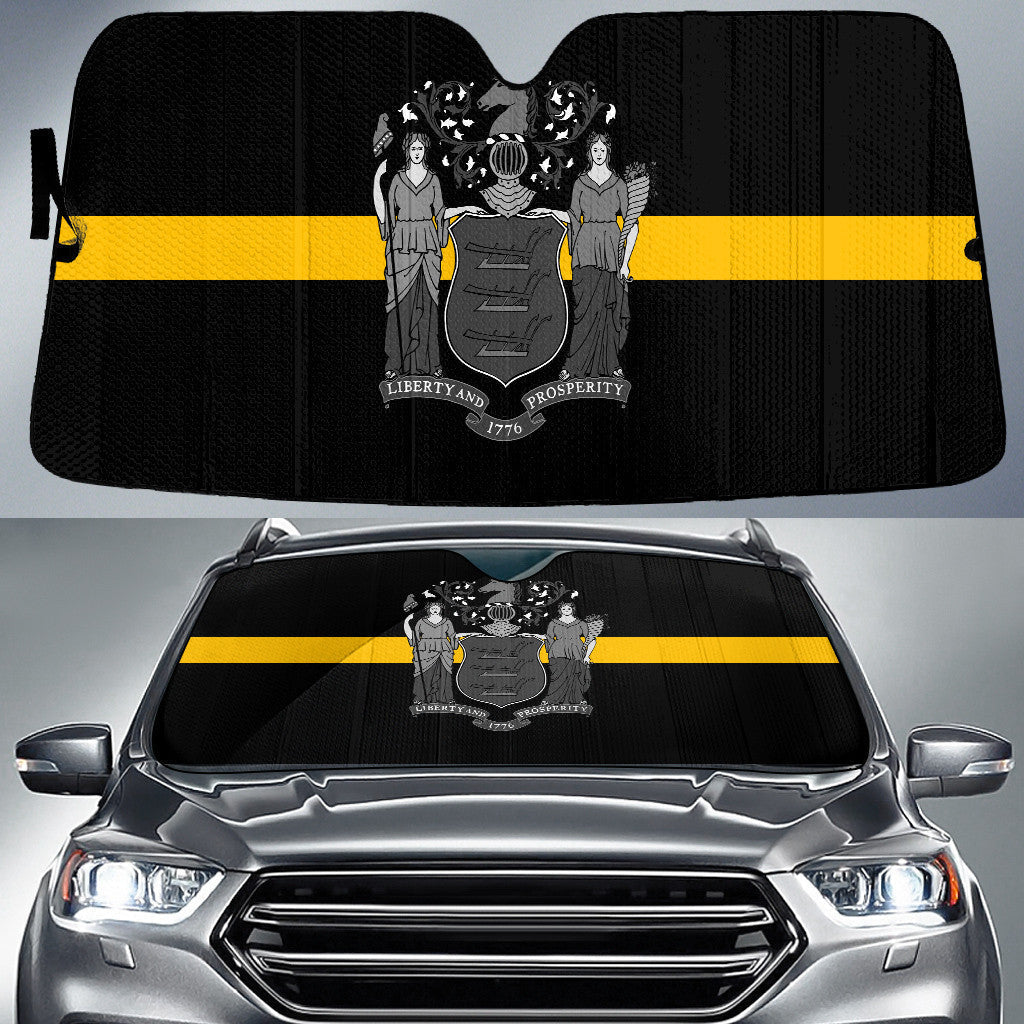 Black Line Yellow Liberty And Prosperity Printed Car Sun Shades Cover Auto Windshield Coolspod