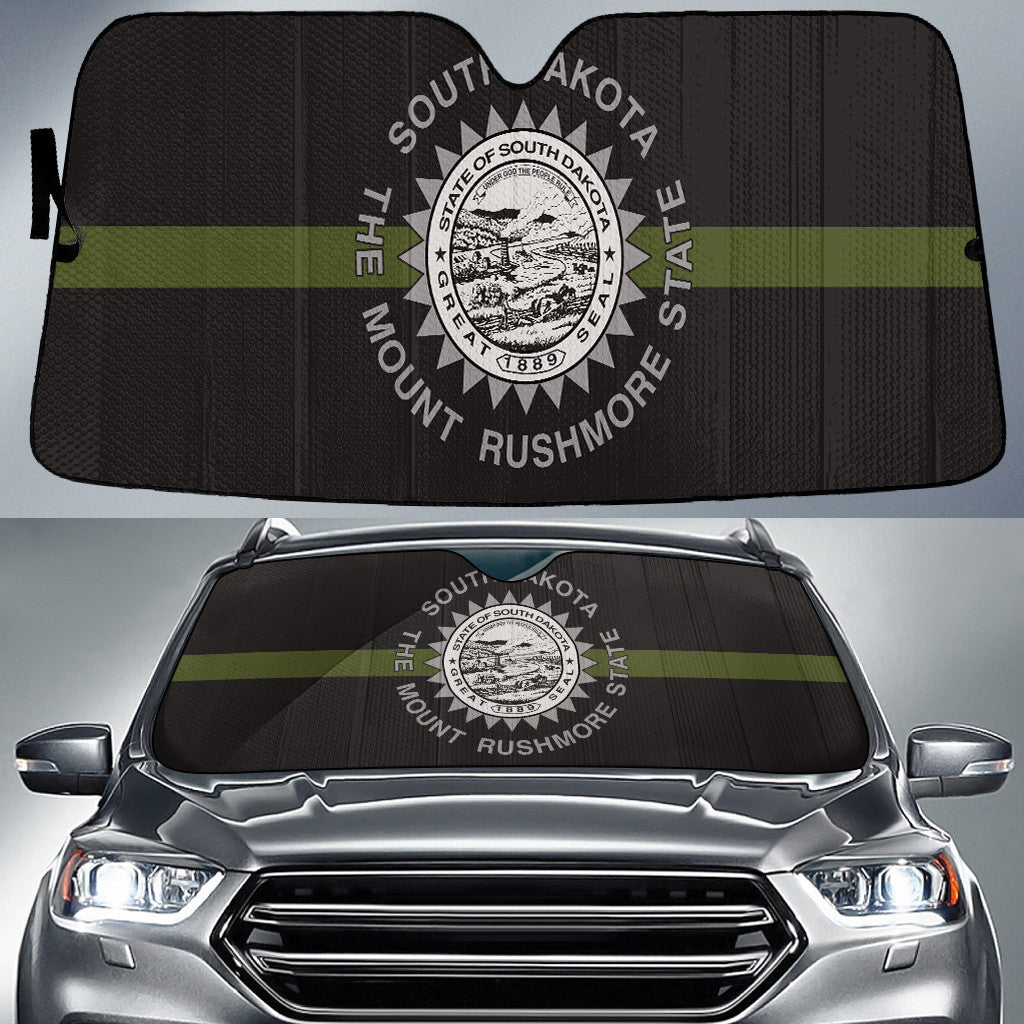 South Dakota State Subdued Flag Thin Green Line Printed Car Sun Shades Cover Auto Windshield Coolspod