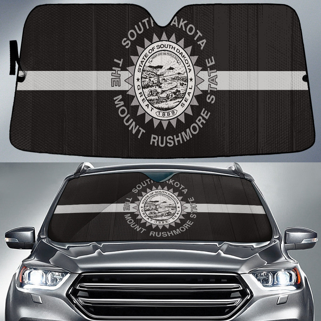 South Dakota State Subdued Flag Thin White Line Printed Car Sun Shades Cover Auto Windshield Coolspod