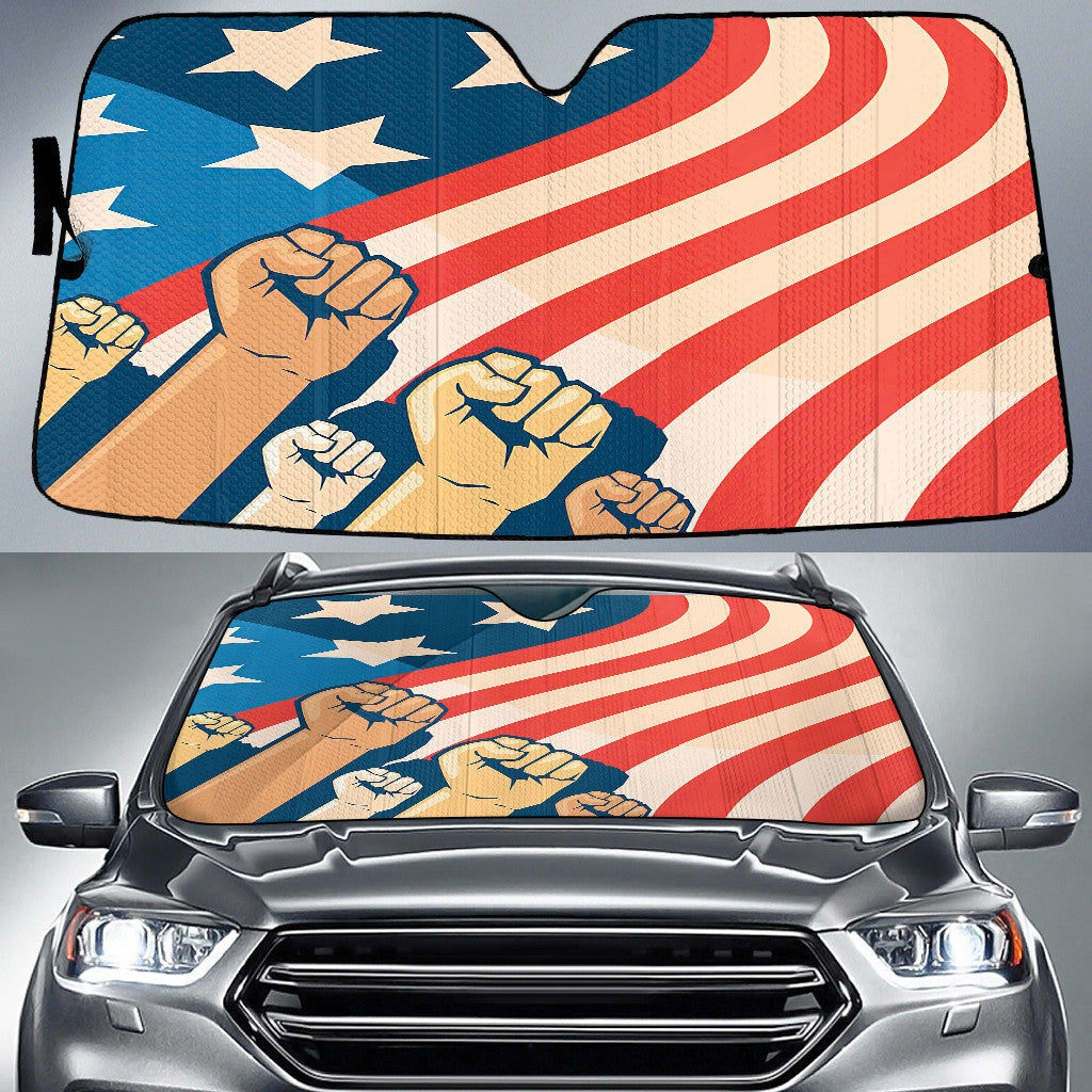Raised American Flag First Vintage Printed Car Sun Shade Cover Auto Windshield Coolspod