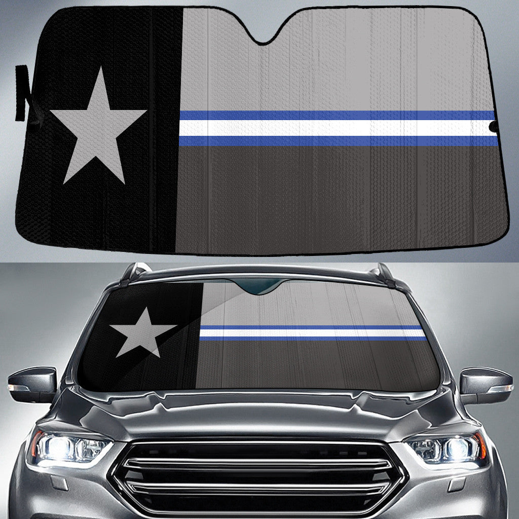Texas State Flag Thin Blue Fire Line Printed Car Sun Shades Cover Auto Windshield Coolspod
