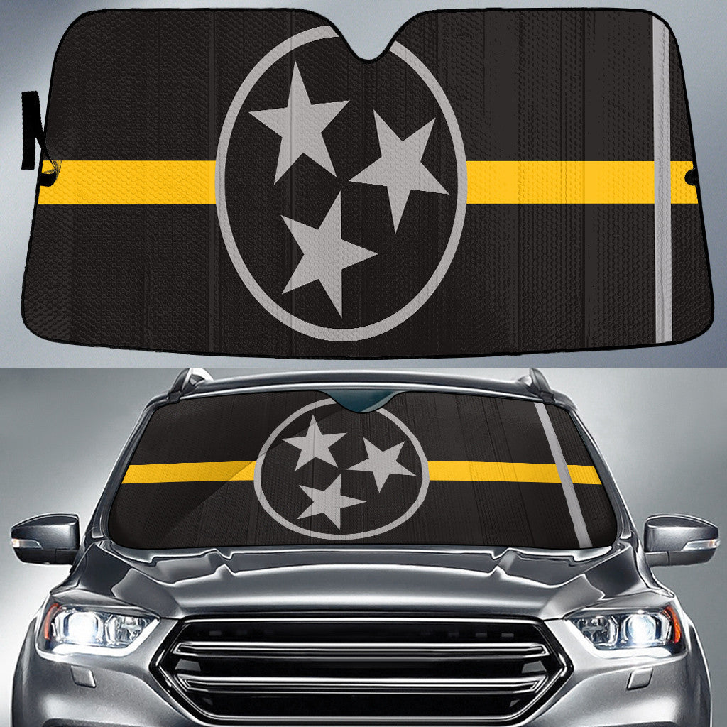 Tennessee State Subdued Flag Black And Yellow Printed Car Sun Shades Cover Auto Windshield Coolspod