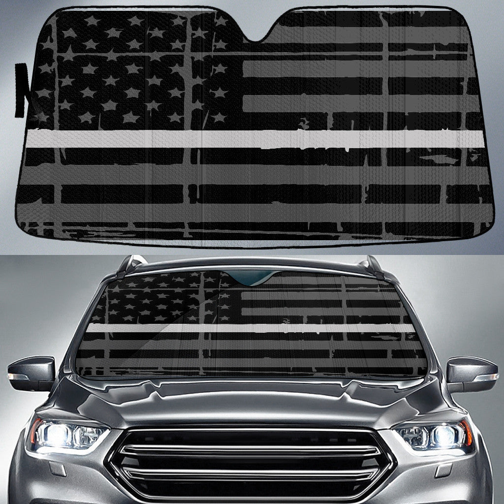 Thin Grey American Flag Printed Car Sun Shade Cover Auto Windshield Coolspod