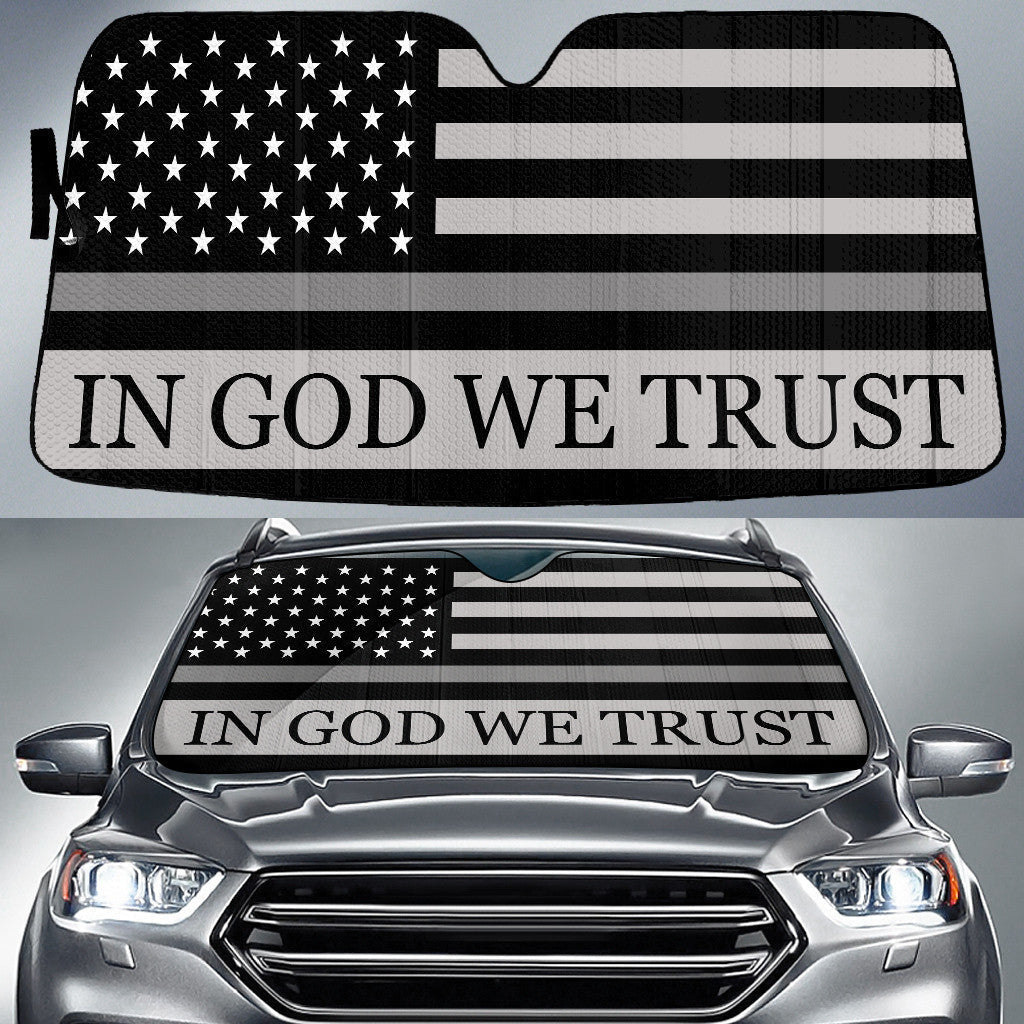 In God We Trust Thin Grey Line Printed Car Sun Shades Cover Auto Windshield Coolspod