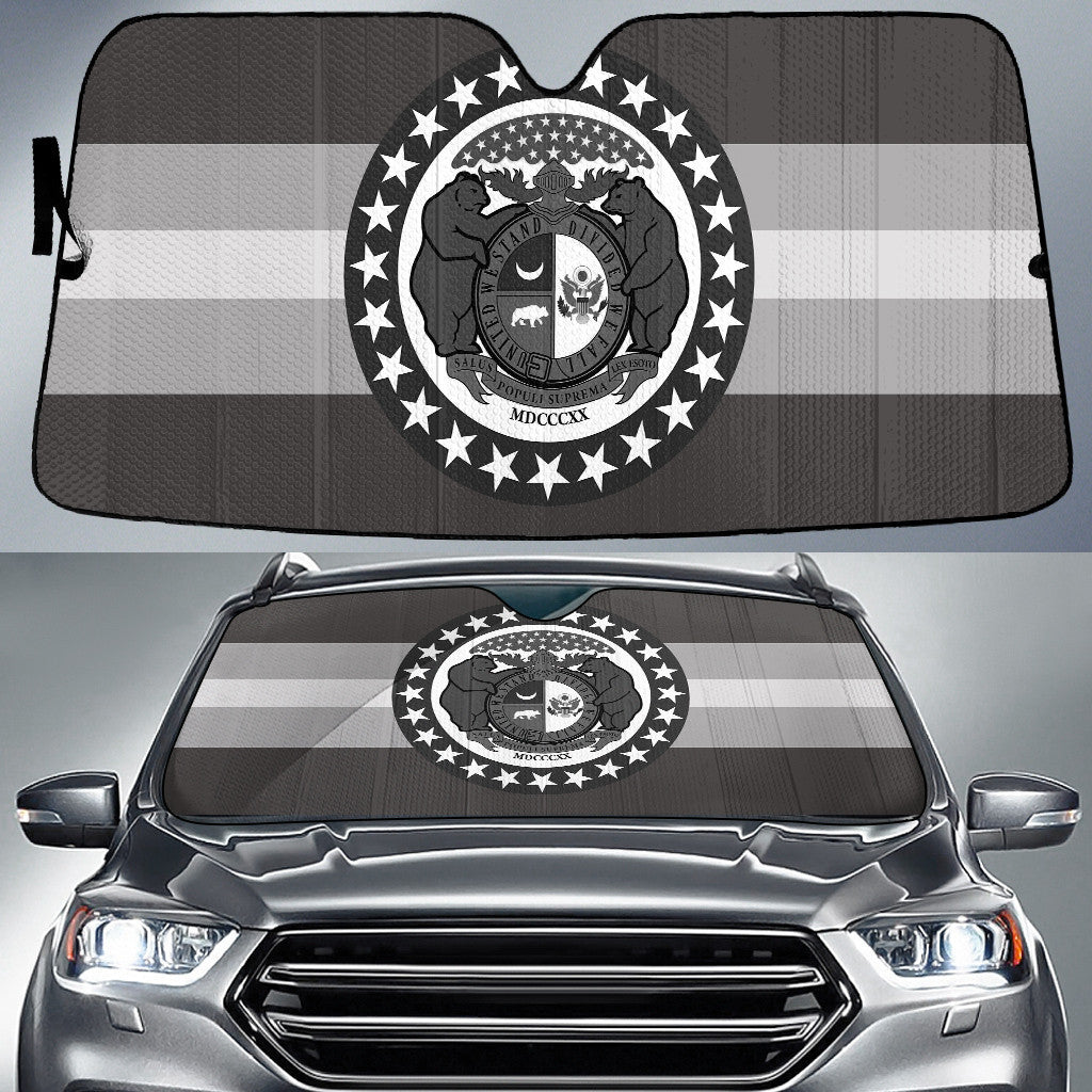 Missouri State Subdued Flag White And Grey Printed Car Sun Shades Cover Auto Windshield Coolspod