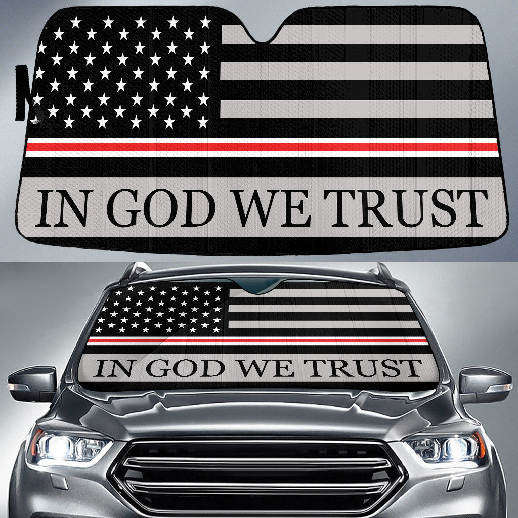 In God We Trust Thin Red Fire Line Printed Car Sun Shades Cover Auto Windshield Coolspod